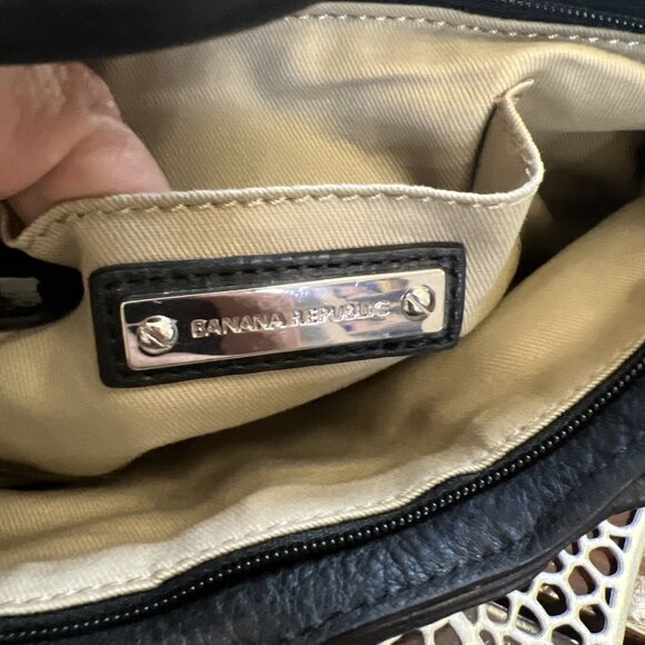 Banana Republic Bow Leather Clutch Womens Small Bag Black Leather Evening Purse - Picture 10 of 12